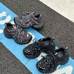 港风ulzzang水钻潮鞋厚底老爹鞋2026四季款运动鞋跑步鞋女潮鞋