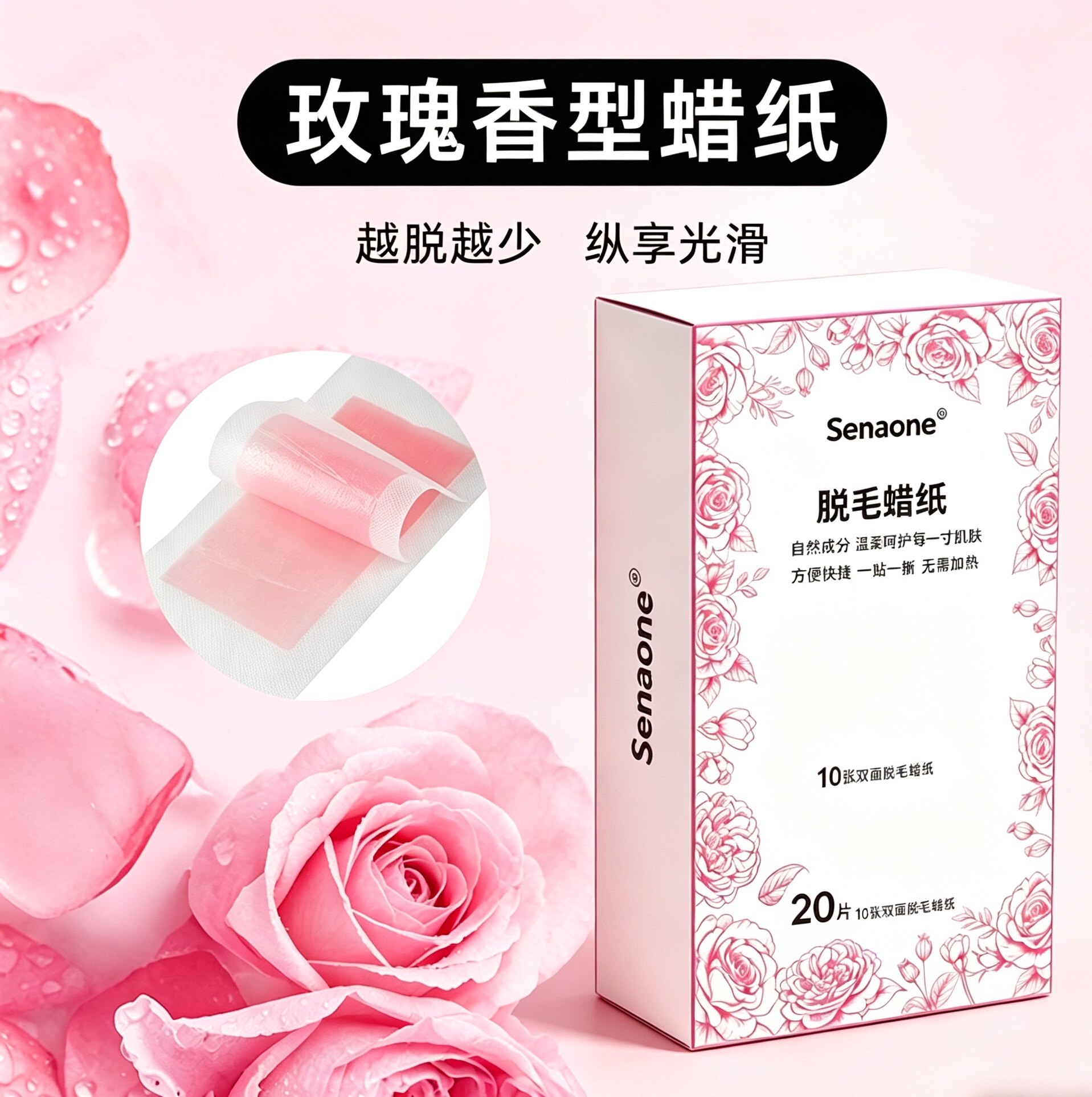 senaone脸部发际线脱毛蜡纸蜜蜡唇部毛小胡子撕拉式女士学生20贴