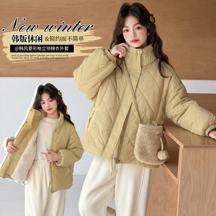 无帽立领涤纶C类保暖女棉袄/棉服