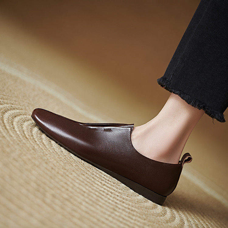 方头平底橡胶胶粘工艺头层猪皮深口单鞋,女鞋,深口单鞋,淘宝优惠券,粉丝福利购,淘宝优惠卷