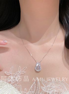 纯银白玉髓在逃公主项链女