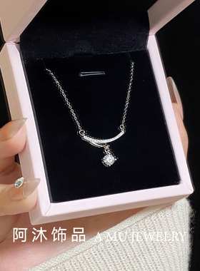 纯银许愿流星莫桑钻项链女礼物