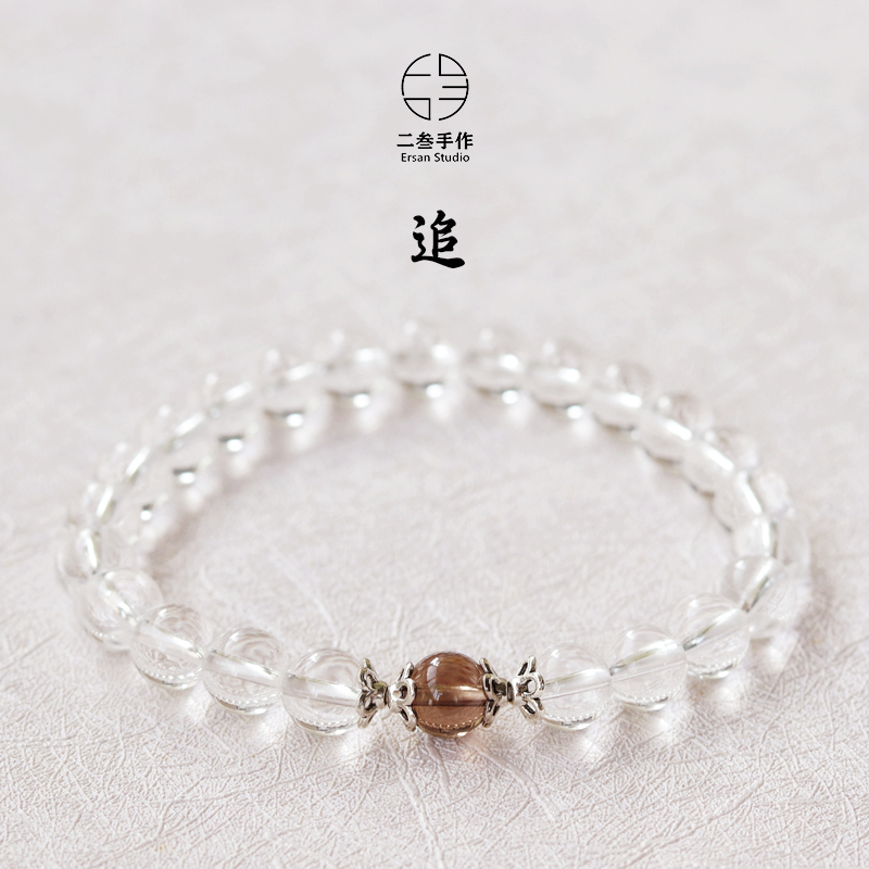 小众饰品原创设计天然白水晶手链女巴西原石情侣白色珠子女生手饰