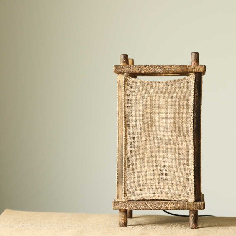 复古氛围亚麻方形台灯落地灯