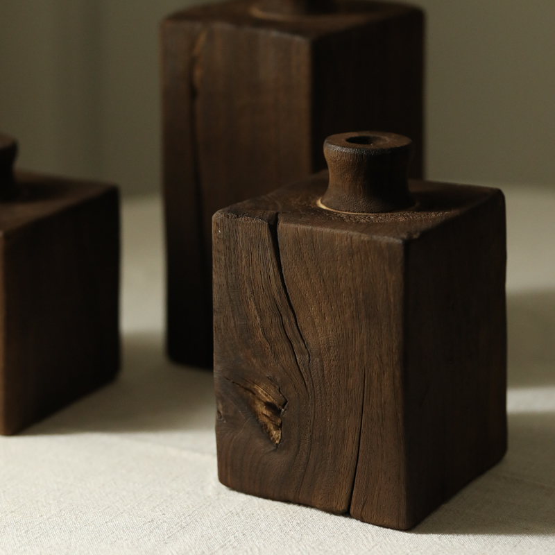 DIHOME复古侘寂风实木客厅艺术