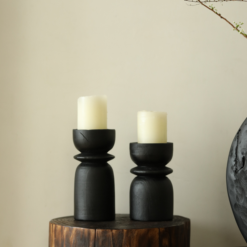 DIHOME烛台实木黑色侘寂