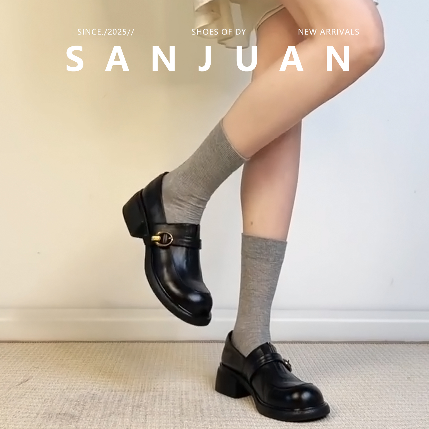 百搭黑色通勤单鞋学院风小皮鞋