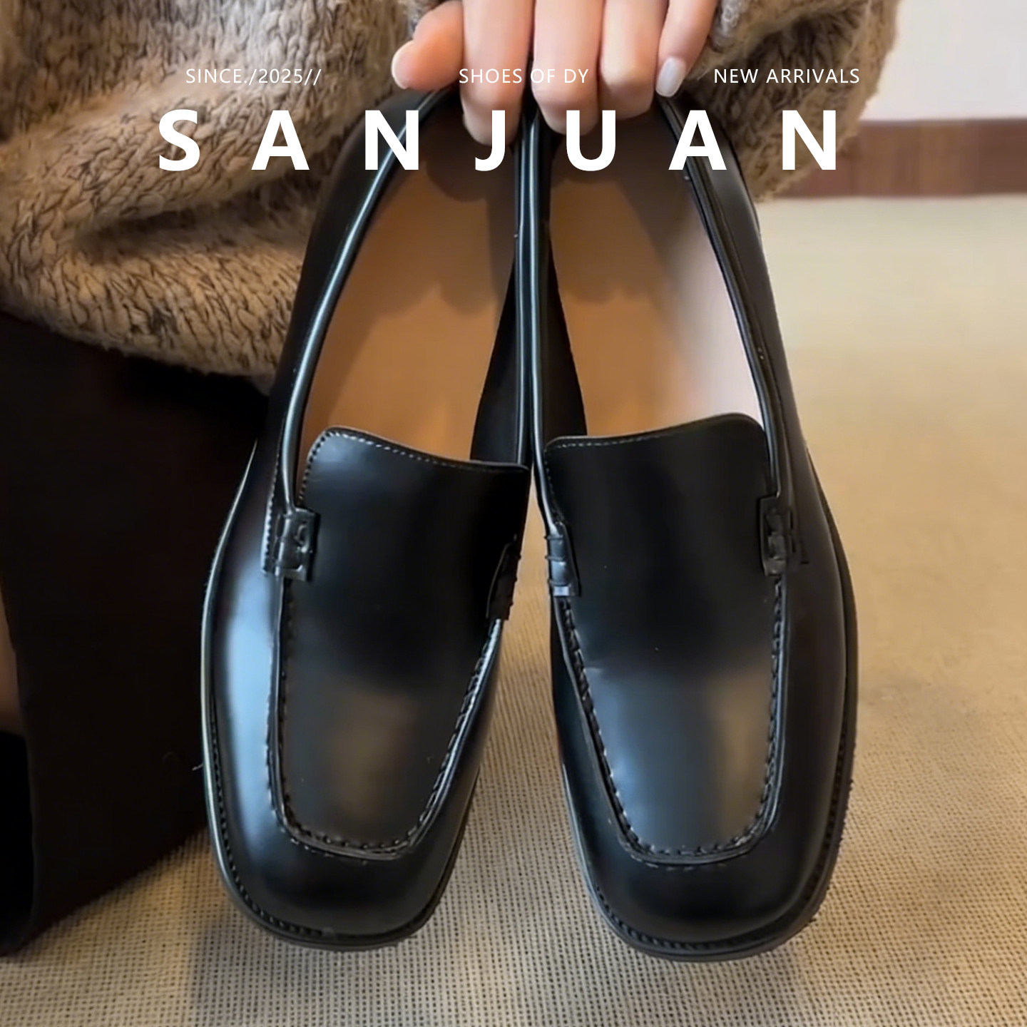 【三卷】方头复古通勤百搭低跟小皮鞋中性英伦一脚蹬单鞋2026春季,女鞋,深口单鞋,淘宝优惠券,粉丝福利购,淘宝优惠卷