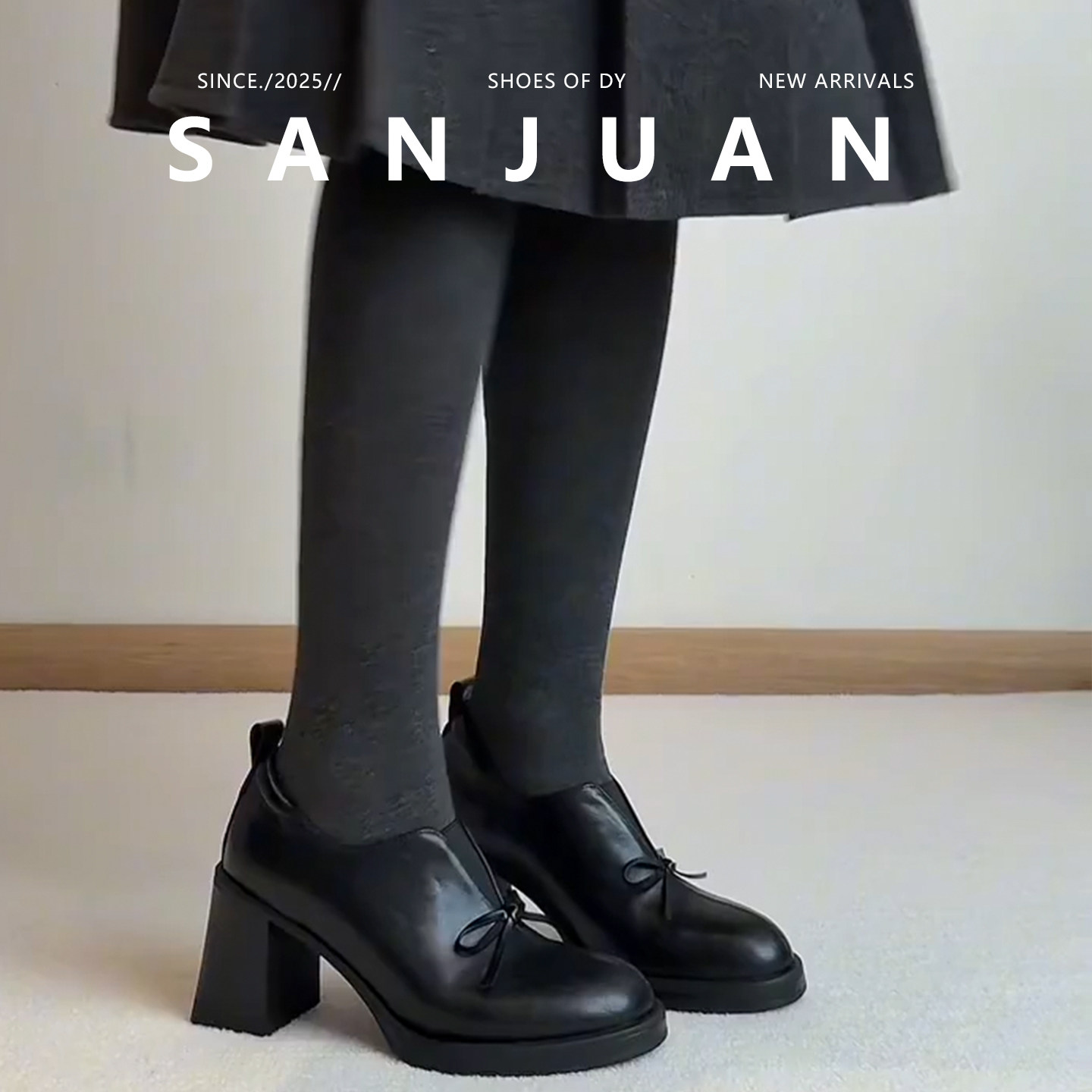 圆头粗跟厚底鞋百搭复古小皮鞋