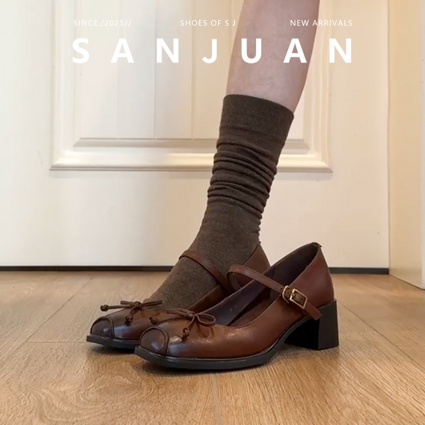 法式芭蕾舞鞋新款复古英伦风粗跟