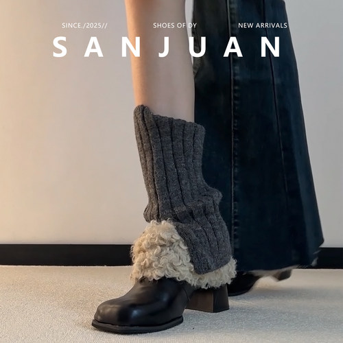 黑色/棕色秋冬保暖加绒厚底短靴