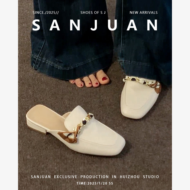 温柔甜美仙女风包头半拖凉鞋单鞋