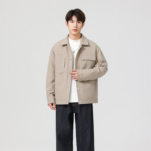 Romon/罗蒙男士夹克新款休闲百搭翻领保暖外套羽绒服LM-9183