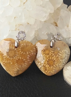 天然珊瑚玉爱心形吊坠项饰女