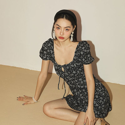 罗卡艺新款法式印花女收腰绑带