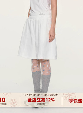 yawhat白色双腰头翅膀印花棉感毛圈料短裤女宽松休闲阔腿五分裤