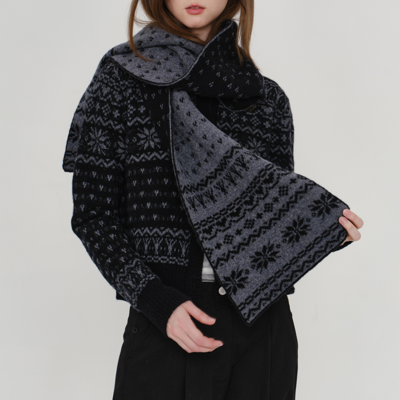 纯羊毛双层针织围巾yawhat