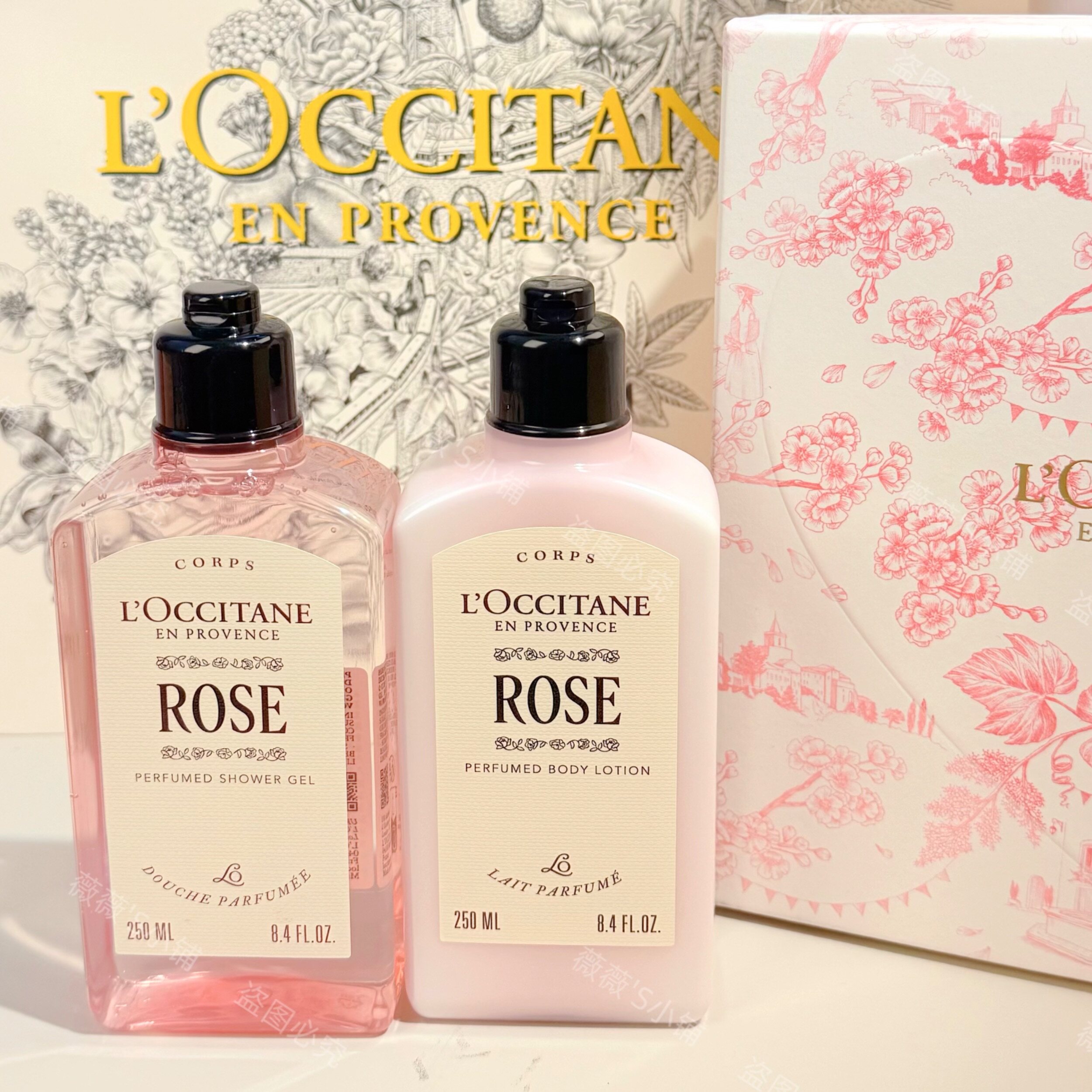 欧舒丹新款云中桂玫瑰绿野奇境薰衣草沐浴露身体乳护手霜礼物礼盒