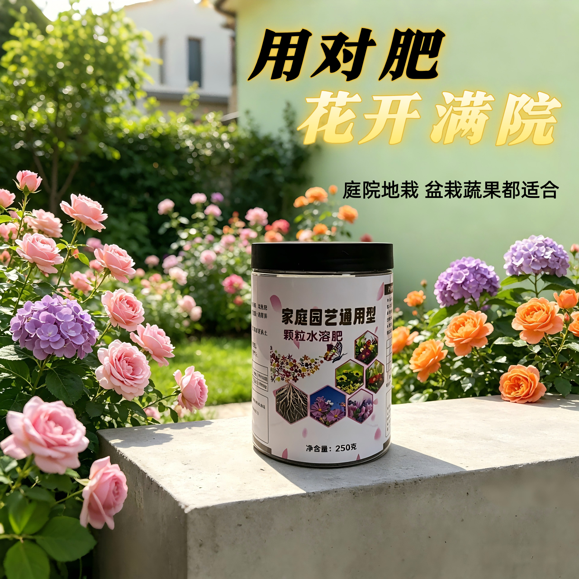 有机无机双效复合肥 家庭园艺通用型花肥种菜绿植氮磷钾水溶颗粒