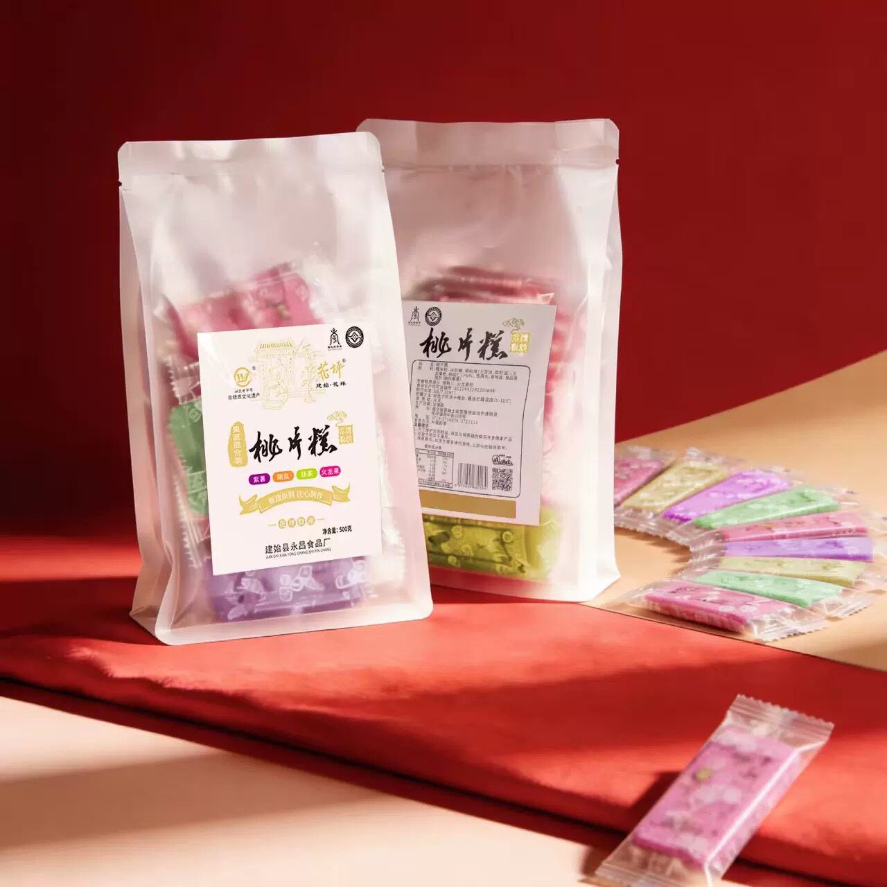 恩施特产建始花坪桃片糕吴永昌庆计果蔬味手工糕点旅游伴手礼500g