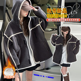 女童加绒外套冬装2025新款儿童洋气加厚红色小女孩宝宝冬季毛毛衣