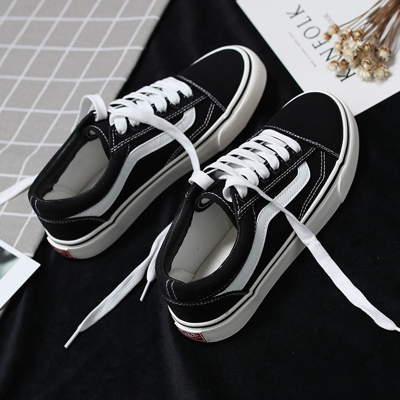黑色低帮帆布鞋女复古港味2022新款ulzzang学生百搭鞋子女ins板鞋|ruв категории Женская обувь, холст обувь - от Buy2taobao.com для оказания профессиональной услуги покупки агента Taobao