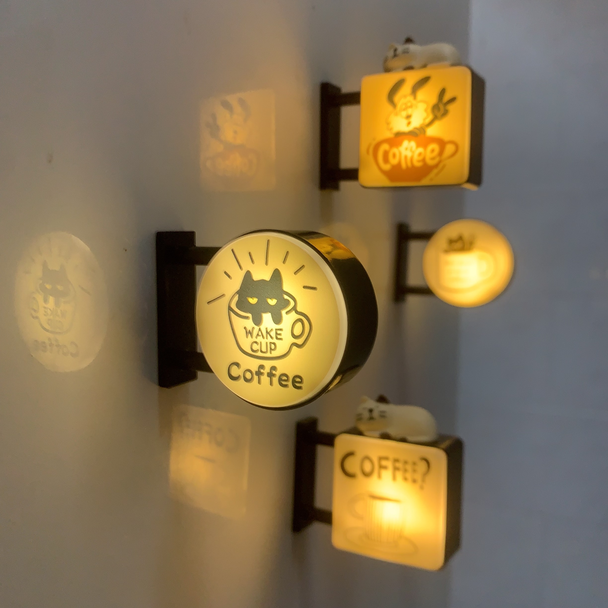 美式咖啡小店小猫coffee冰箱贴磁吸咖啡灯牌治愈夜灯装饰摆件
