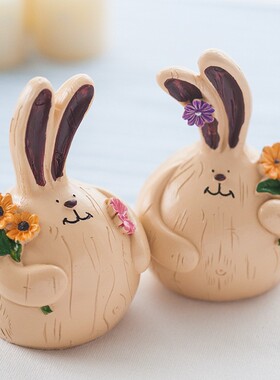 创意大蒜兔家居装饰品摆件客厅书桌酒柜家居摆设可爱树脂工艺品