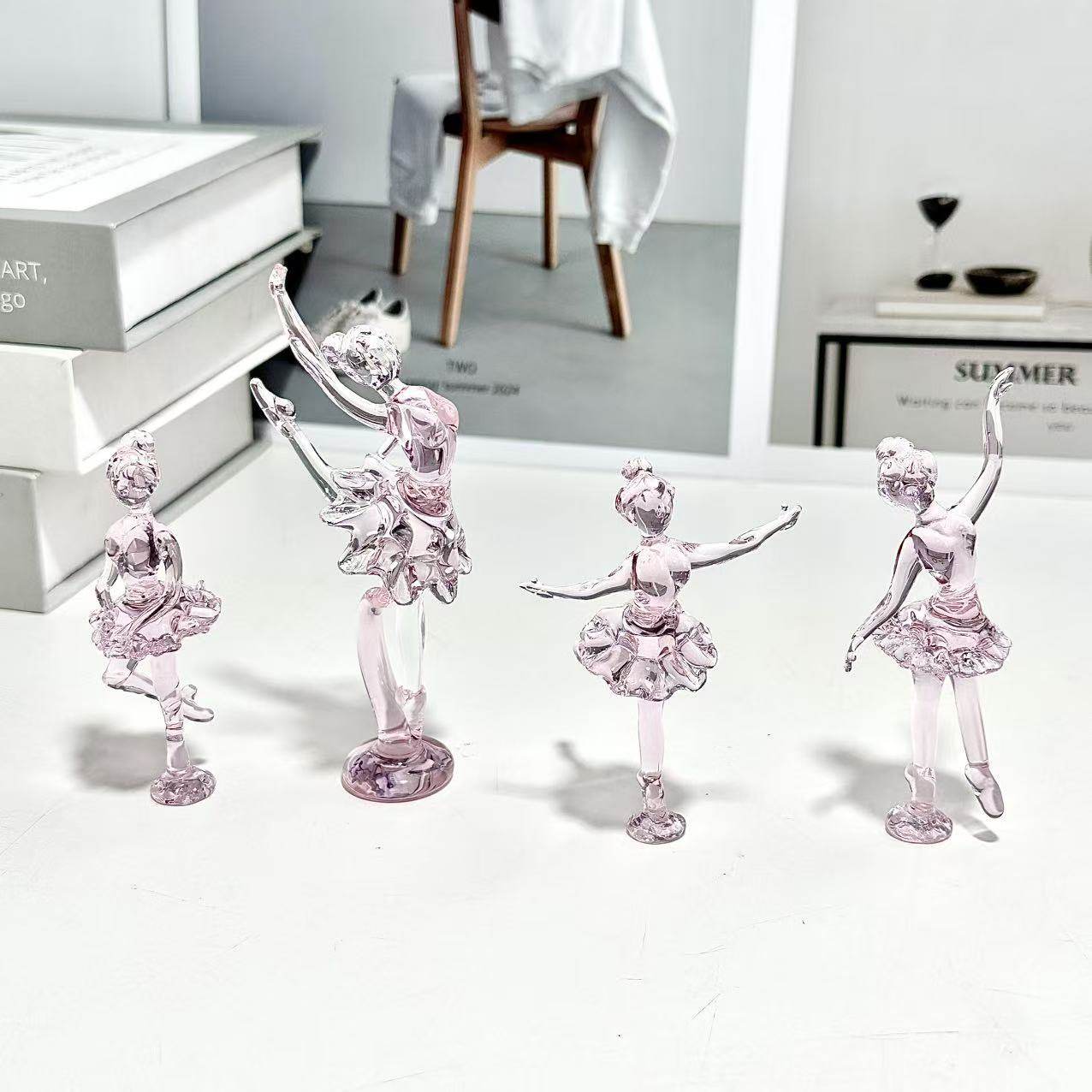 手工琉璃芭蕾舞者摆件通透艺术感桌面装饰创意玄关家居玻璃小摆设