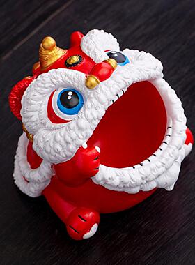 青砂石国潮醒狮摆件家居办公室工位桌面收纳可爱装饰工艺品小摆设