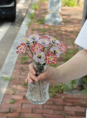 淄博琉璃摆件仿真花雏菊花束玻璃家居装饰摆设水晶插花礼物高级