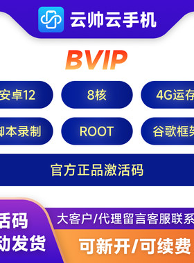 云帅云手机BVIP标准型兑换码安卓12系统部游戏挂机性价比之选