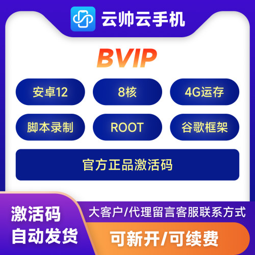 云帅云手机BVIP标准型兑换码安卓12系统部游戏挂机性价比之选