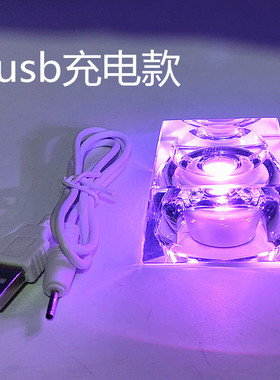 LED电子灯座，水晶七彩无音乐球形灯座 篮球水晶底座玻璃球摆件