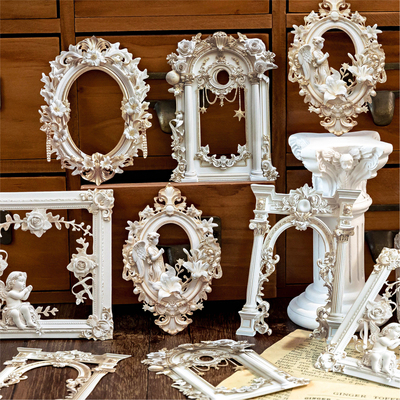 镂空浮雕边框拼贴卡白色鎏金装饰