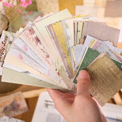 可书写复古素材纸打底造景手账