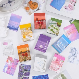 ins文艺素材风景图案贴纸自沾可爱儿童豆豆本装饰手帐diy创意贴画