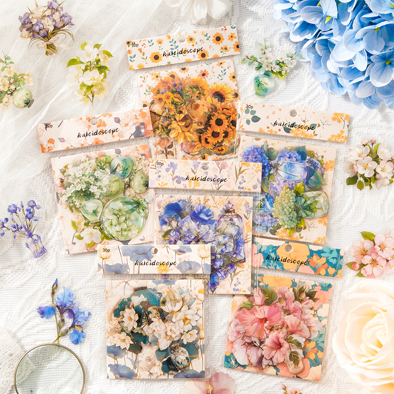 花语贴纸手账植物花卉装饰造景贴