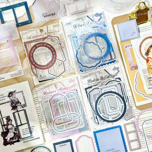 定格时痕复古文艺边框PET贴纸diy