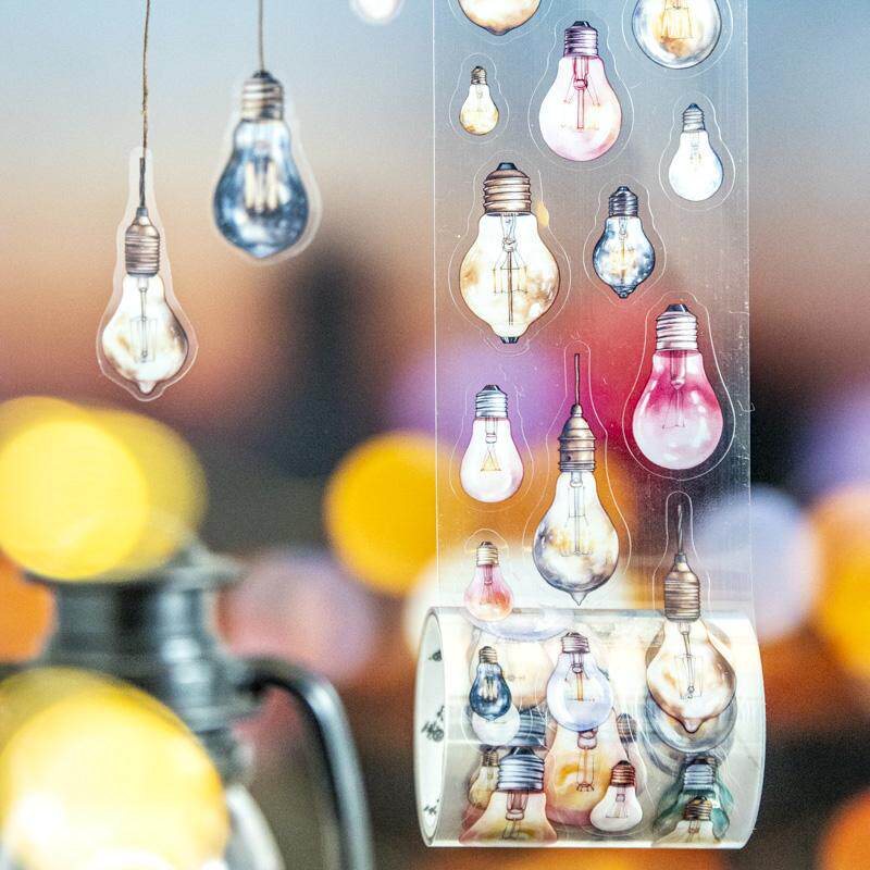 可爱小灯泡贴纸自粘手帐diy装饰