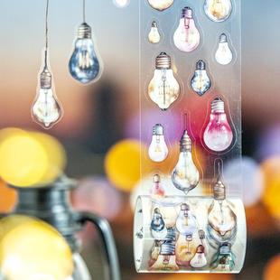 烛火明夜PET模切胶带可爱小灯泡贴纸自粘手帐diy装饰复古造景素材