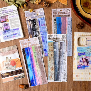 简影诗年复古音符英文PET贴纸条造景手账diy手机水杯文艺装饰素材