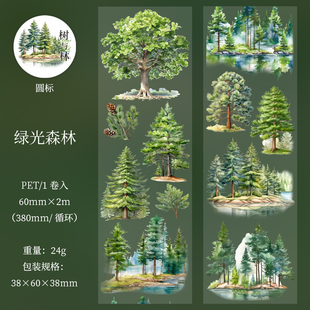 树与林ins创意复古树木森林主题素材胶带造景手账diy打底装饰贴纸