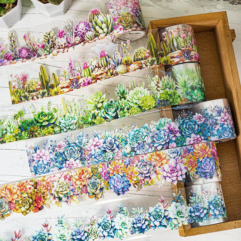 自然之语绿植多肉造景PET胶带打底拼贴手账diy小清新植物装饰贴