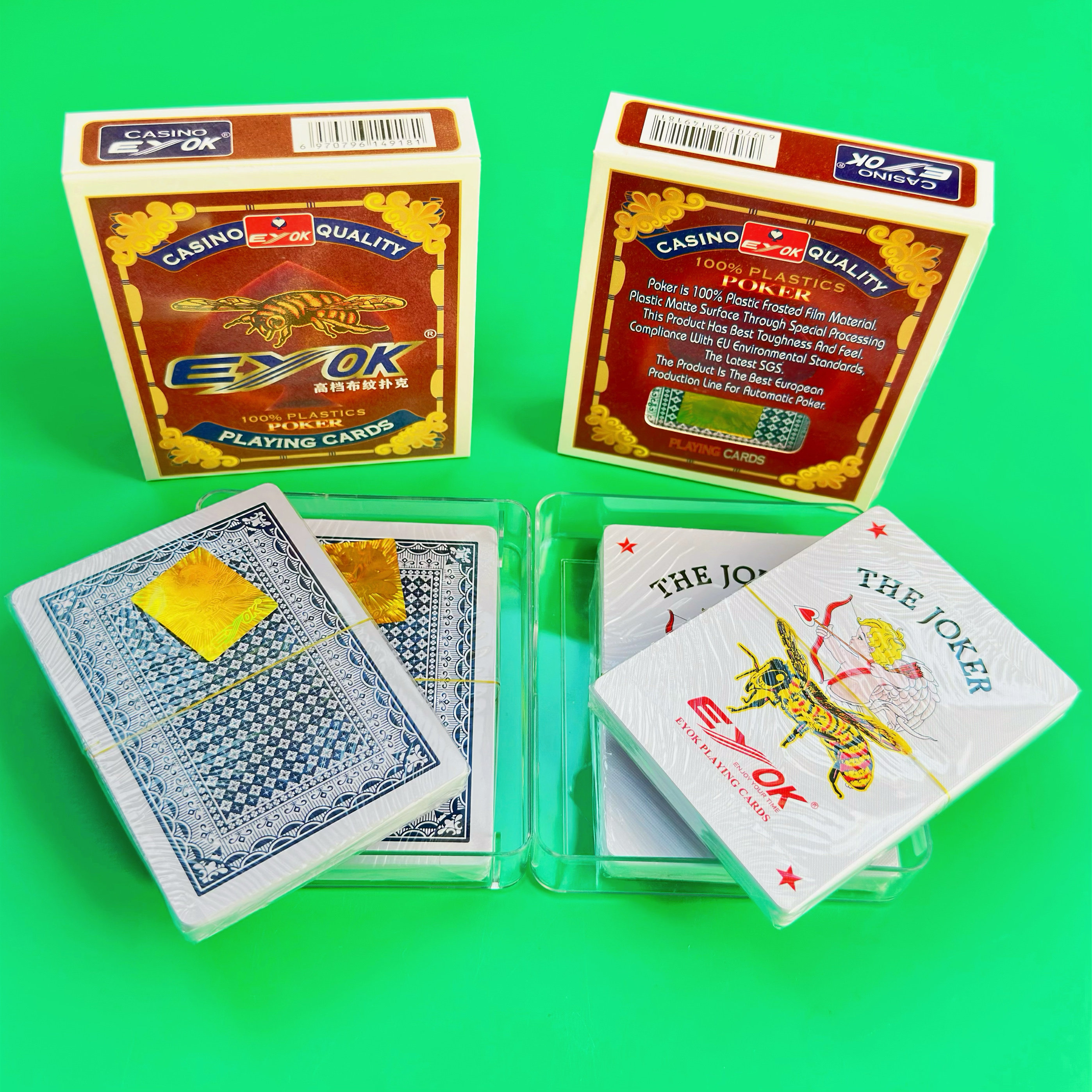 1条12盒EYOK东北填大坑专用塑料扑克大蜜蜂白边9-王 26张麻面批发