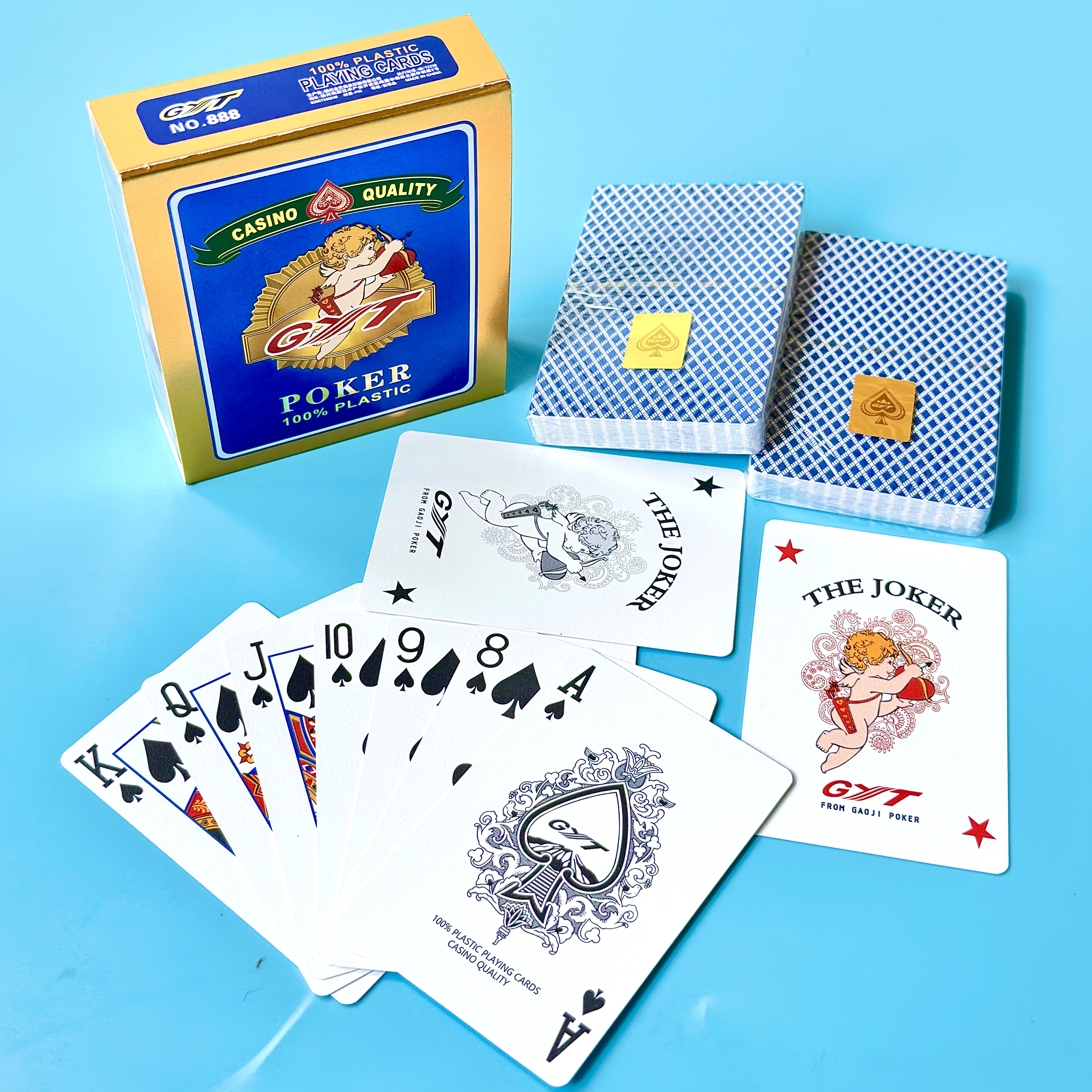 窄版梭哈扑克12盒24副8-A进口塑料双面磨砂 天使牌专用加厚GYT888
