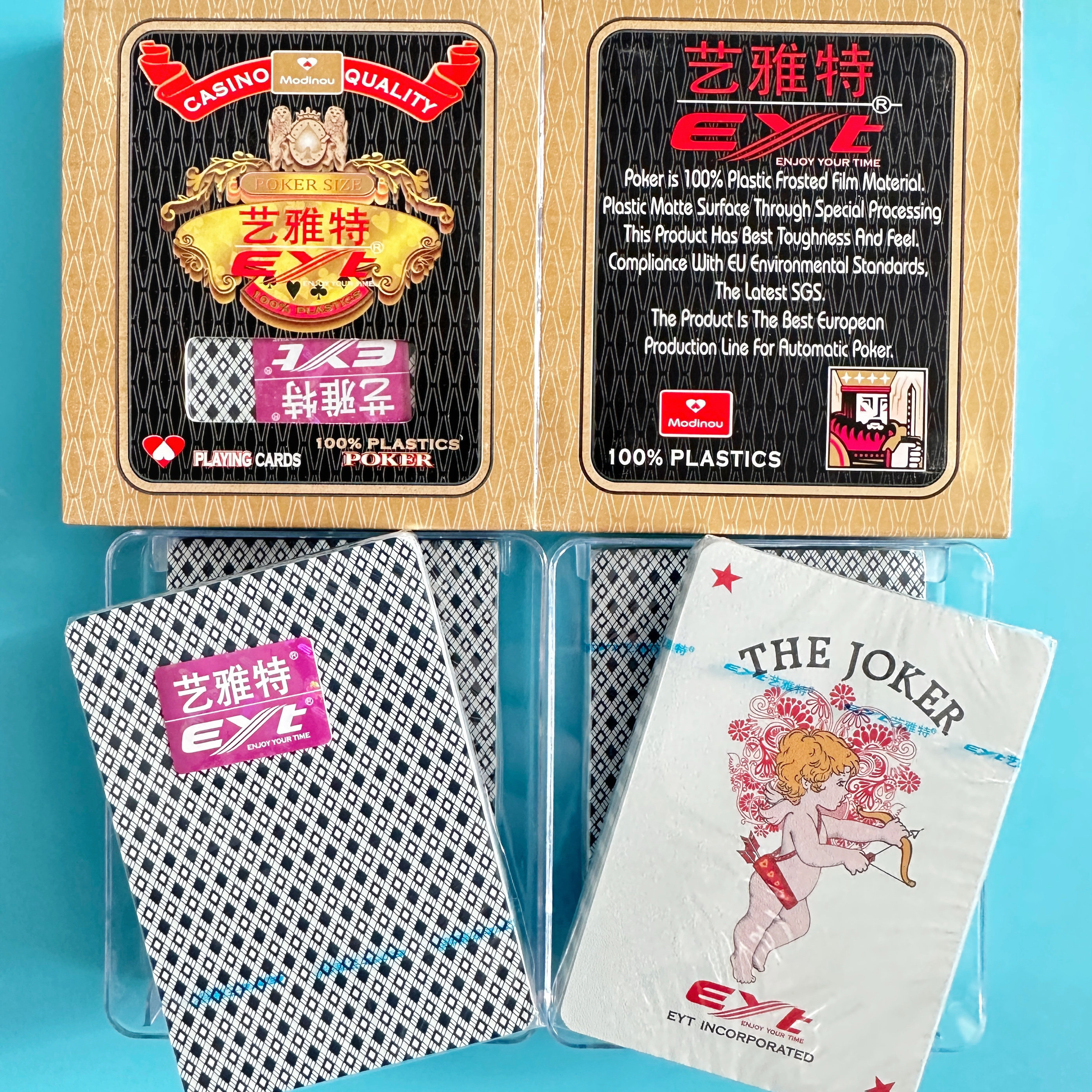 艺雅特Eyt767填坑塑料扑克12盒24副 9-A磨砂蜜蜂26张 东北踢帕斯