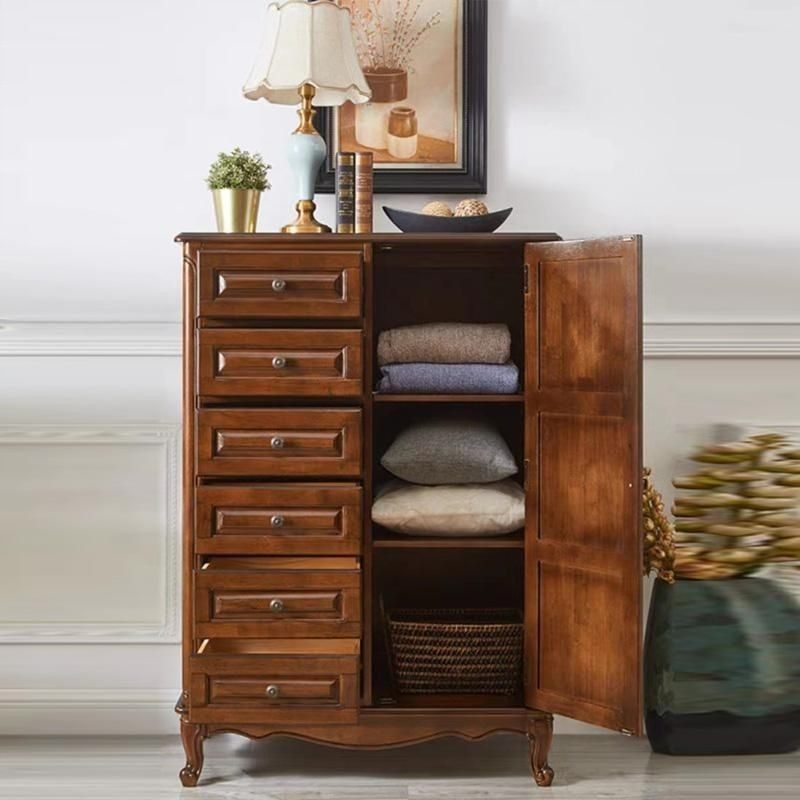 美式实木斗柜多层客厅抽屉式六斗储物柜卧室收纳复古欧式带门衣柜