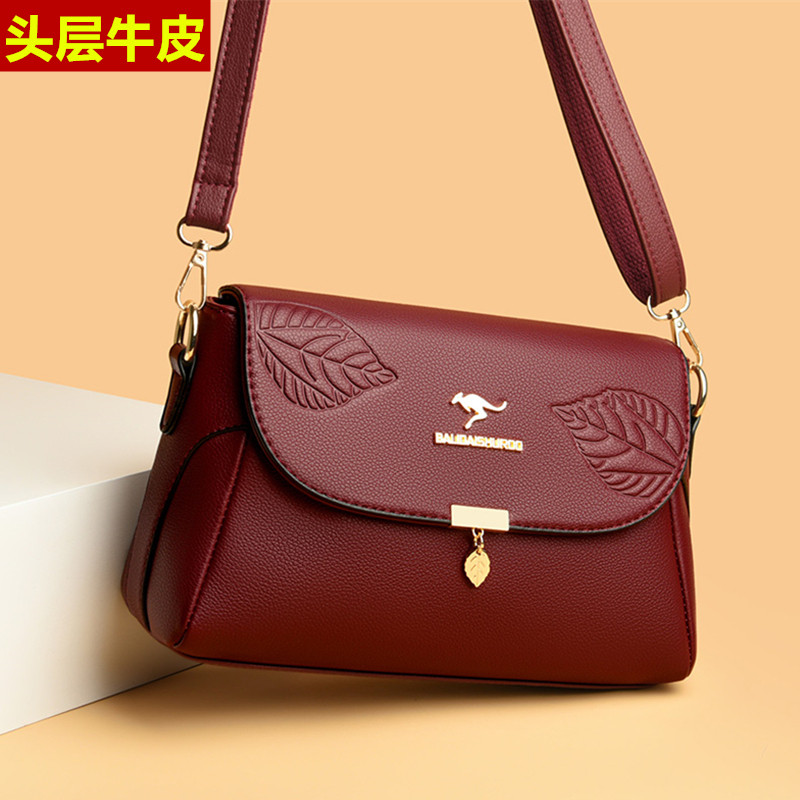 头层牛皮单肩斜挎包女软真皮手提包中年妈妈包百搭时尚2025新款潮
