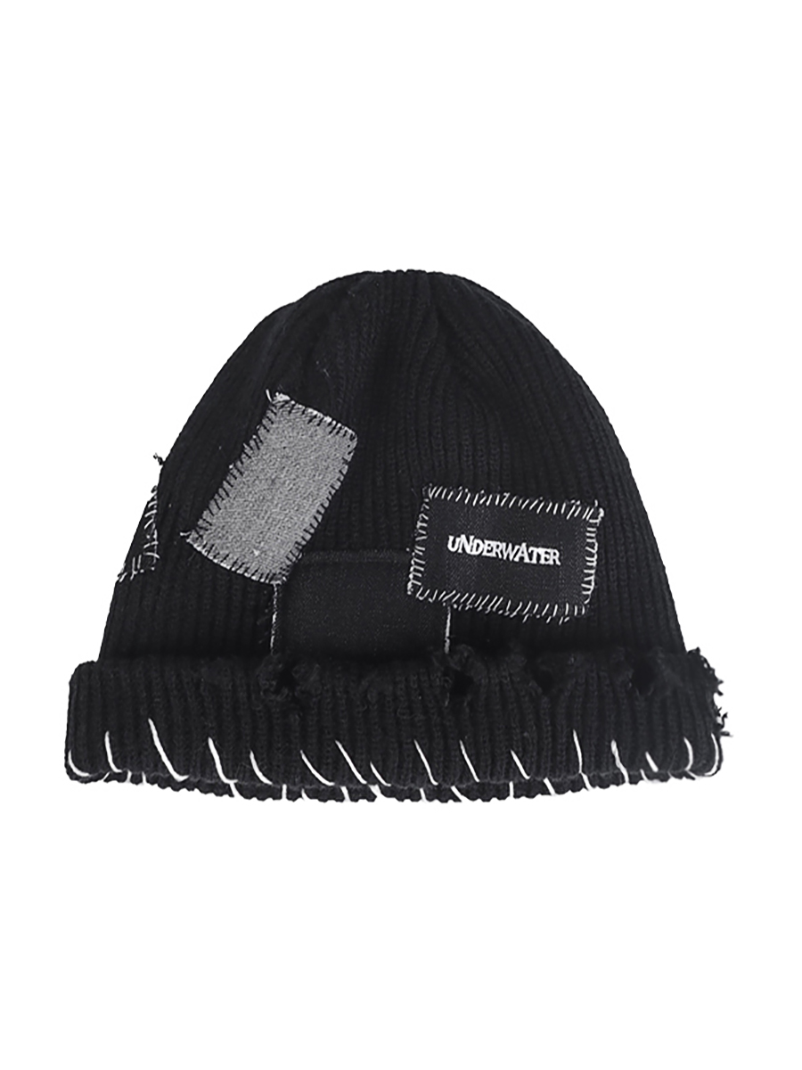 Item Thumbnail for UNDERWATER Basic Logo waste soil erosion destroys hand-stitched denim patch wiring cap knitted hat